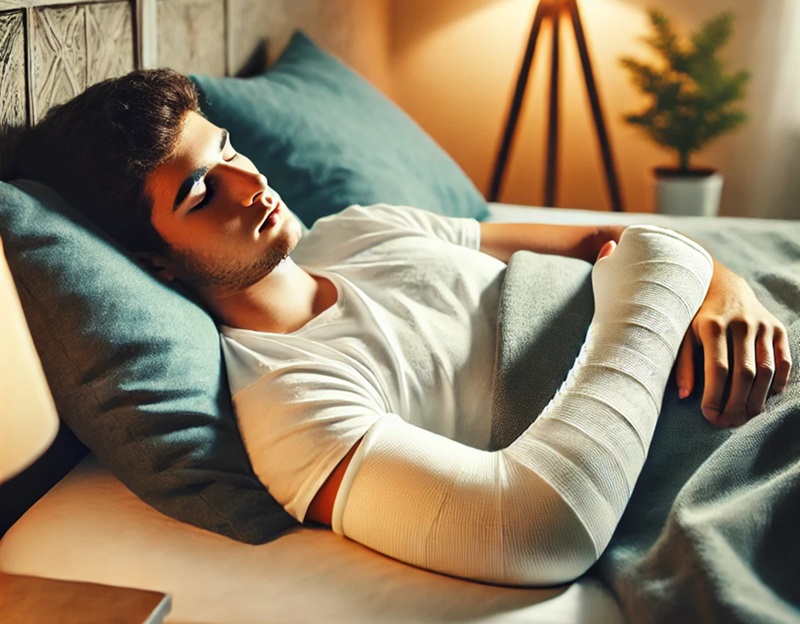 kê tay bị bó bột